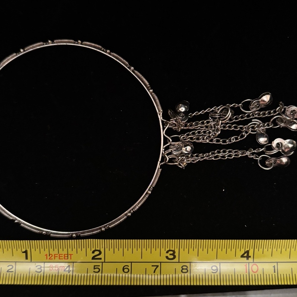 2 Elegant Silver Bracelets with Chain Accents